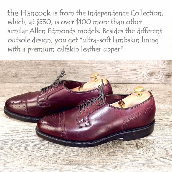* NIB * $530 Allen Edmonds HANCOCK Independence 7.5 D Burgundy * add $15 Trees - Picture 7 of 13